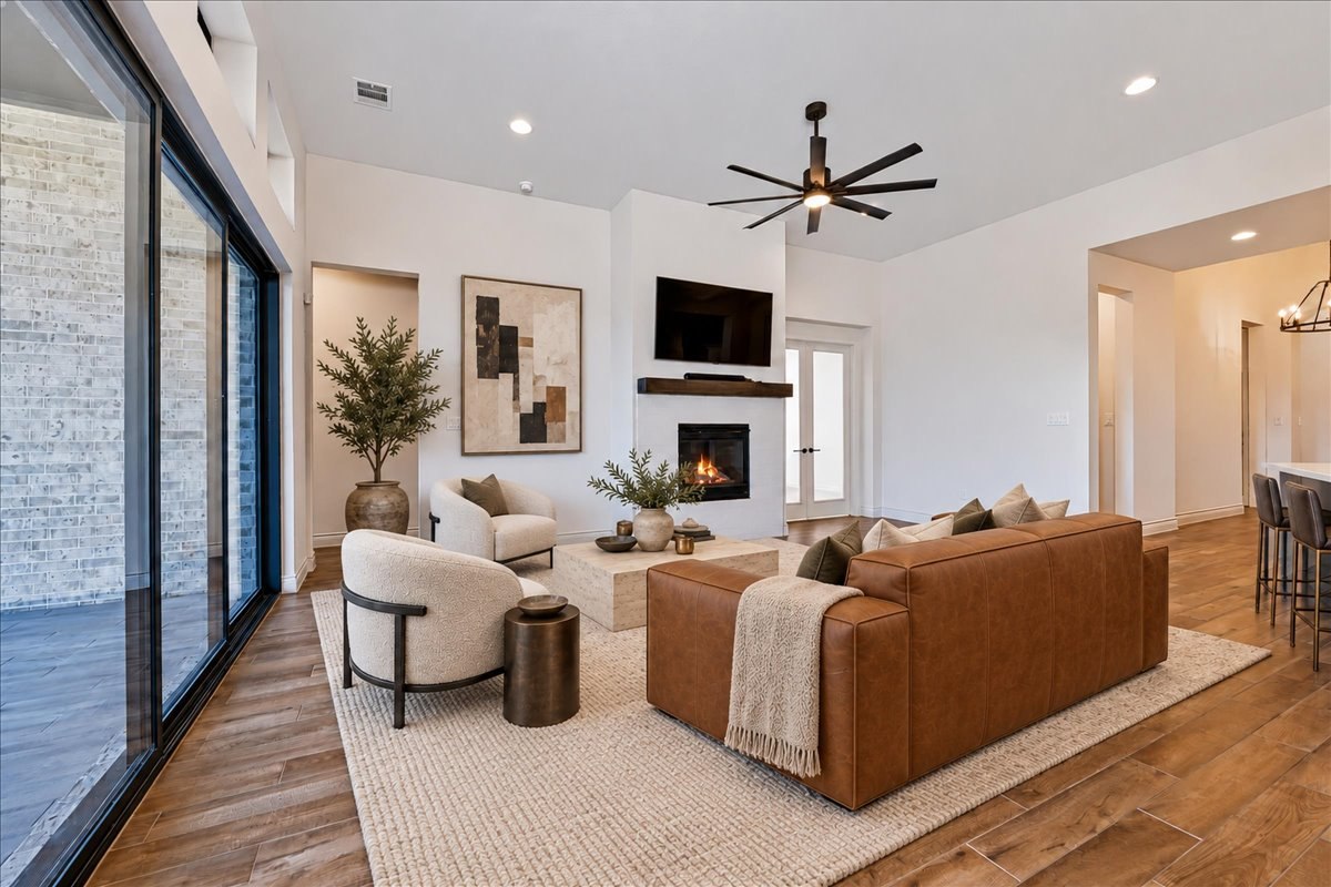 Living room with illustrative furnishings